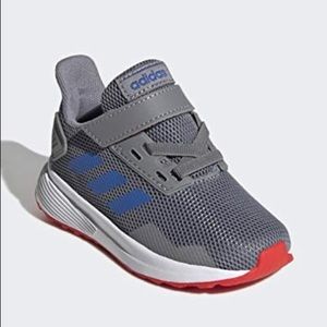 NWT adidas Baby Unisex Duramo 9 I Running Shoe, Grey/Blue/Red, Sz 5K